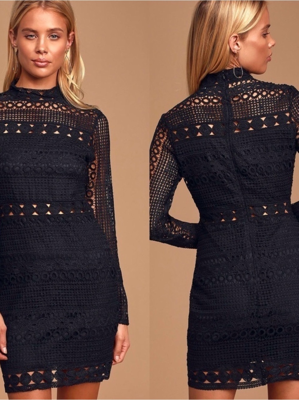 NWT Lulu's Full Hearted Eyelet Dress- Black